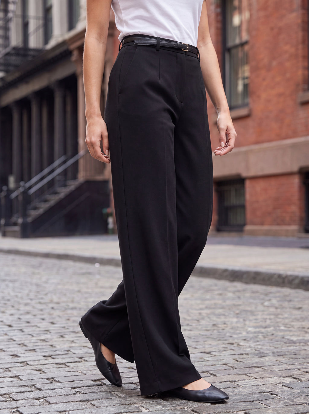 Women's Black Wide Leg Formal Trousers – Premium European High-Waisted Tailored Pants