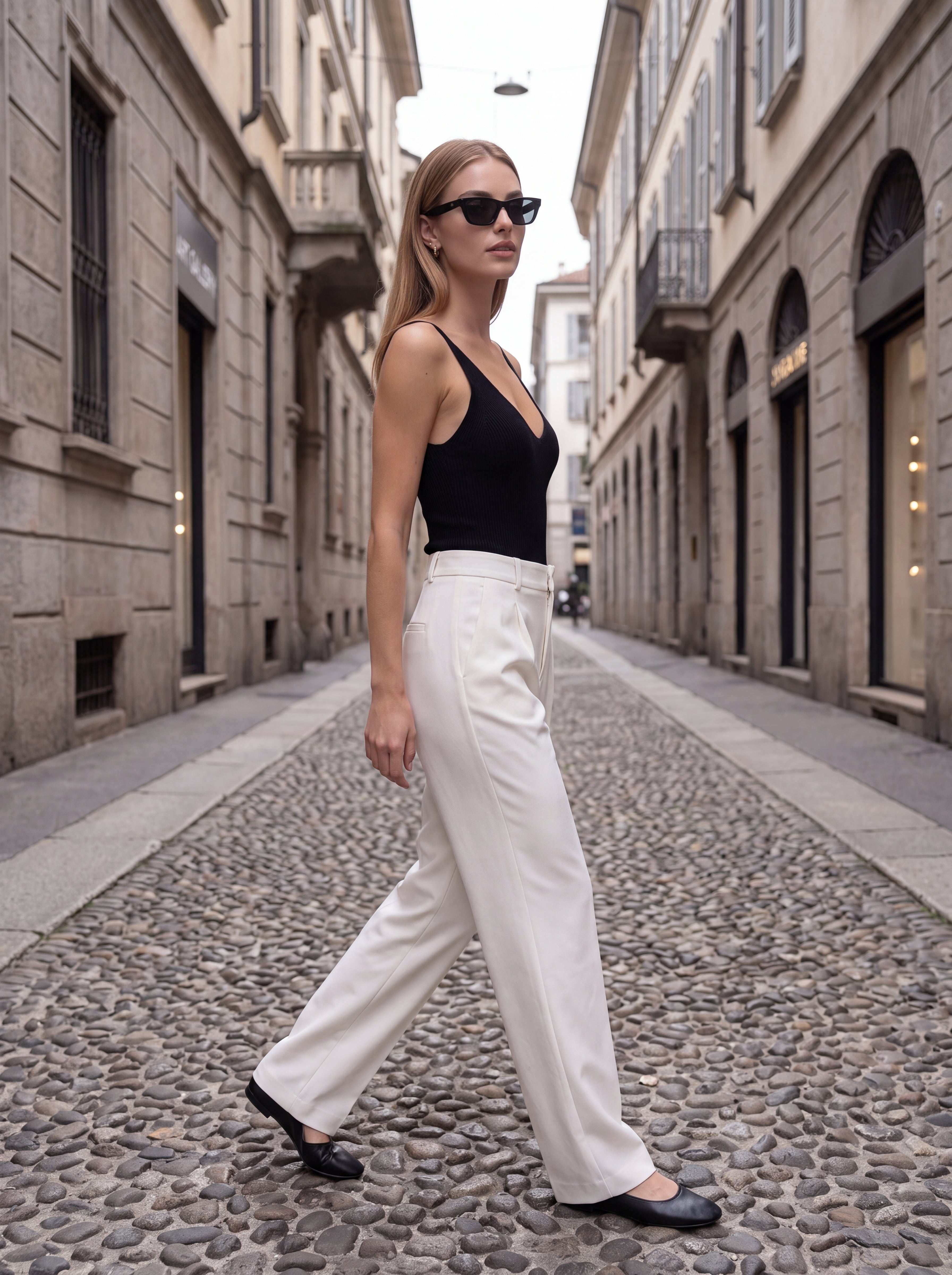 Women's Black Ribbed V-Neck Knit Cami Top – Minimalist European Essential