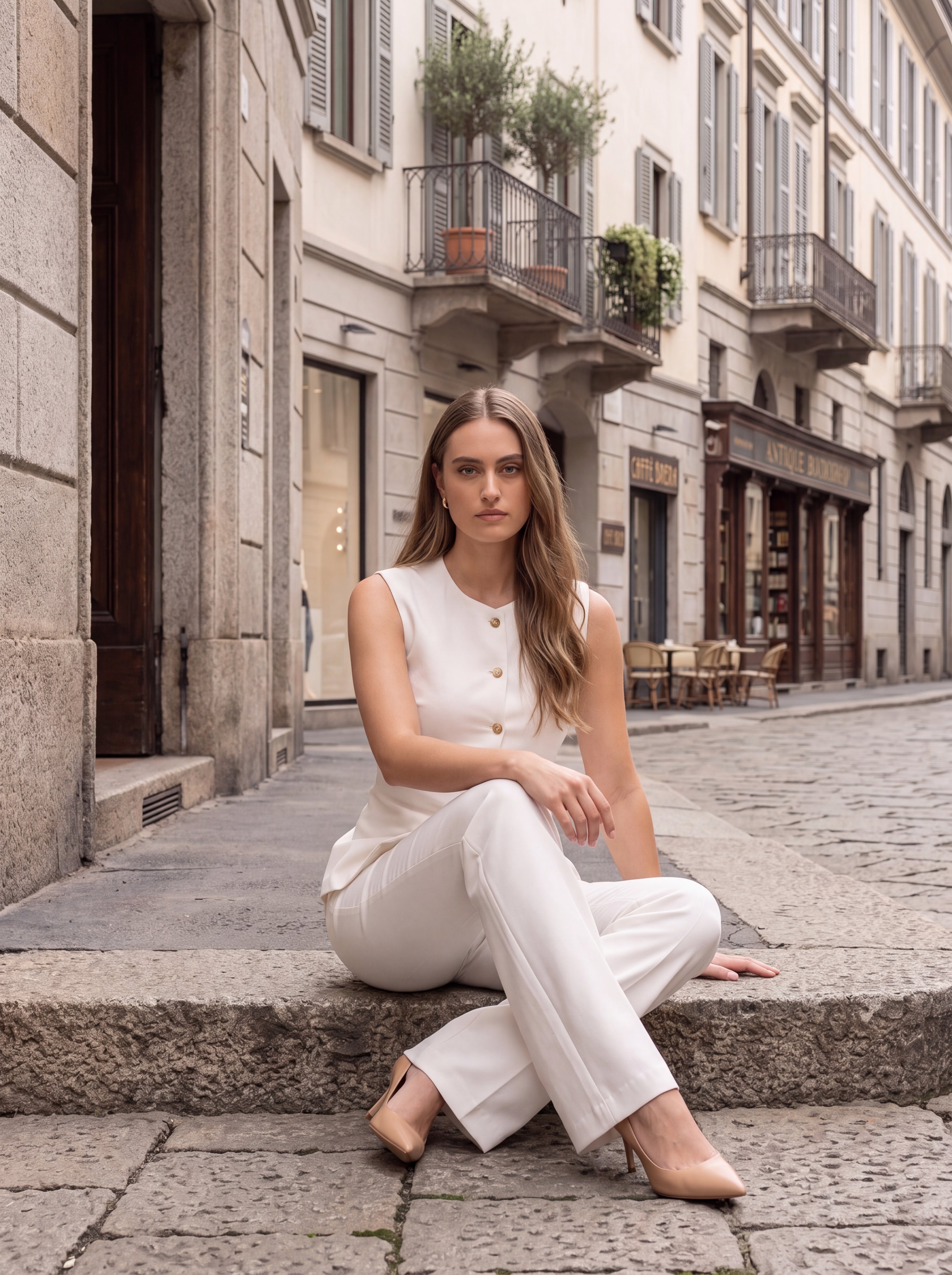 Women's Ivory Pair Collection | Premium European Women's Sleeveless Vest & Tailored Trouser Pair