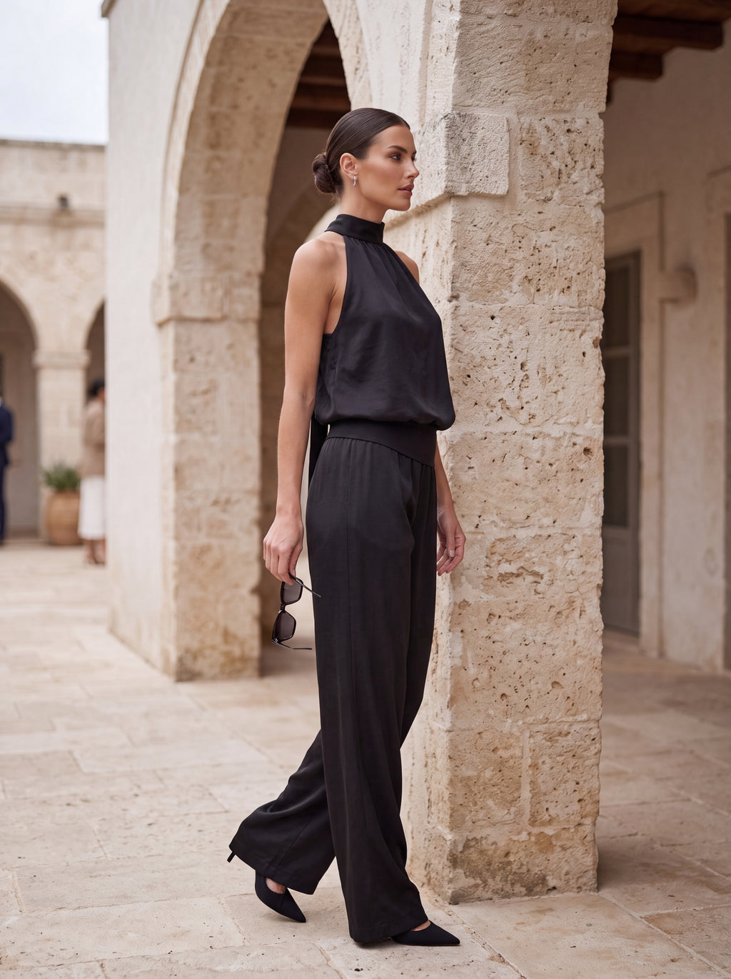 Women's Black Satin Halter Neck Top | Premium Women's Elegant Sleeveless Blouse