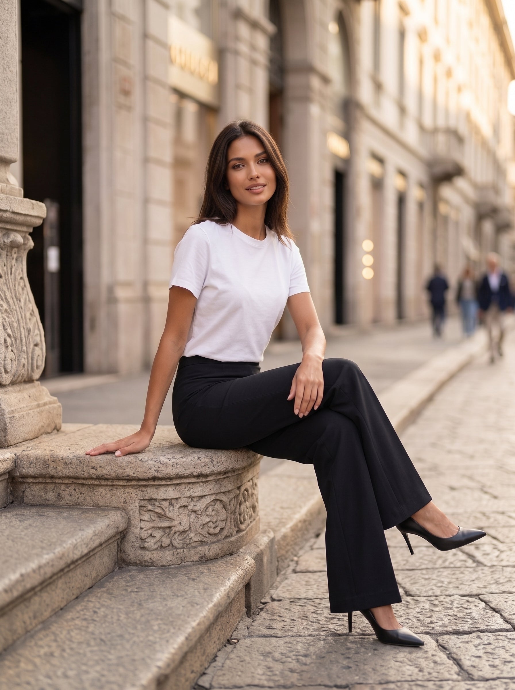Women's Black Wide Leg Formal Trousers – Premium European High-Waisted Tailored Pants