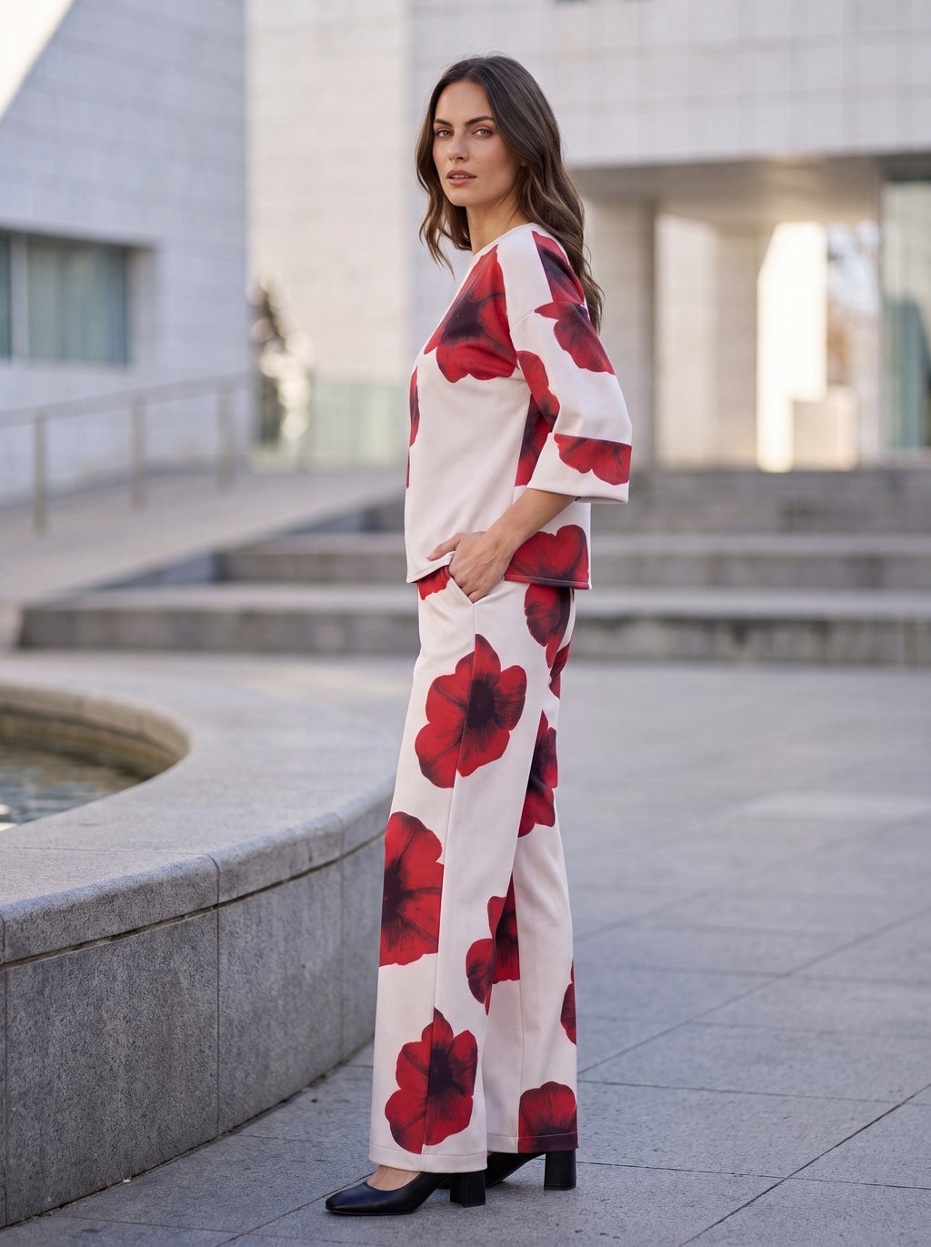 Women's Floral Print Top | Premium European Three-Quarter Sleeve Top