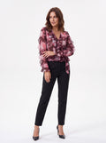 Women's Floral Ruffle Wrap Top | Premium European Sheer Blouse
