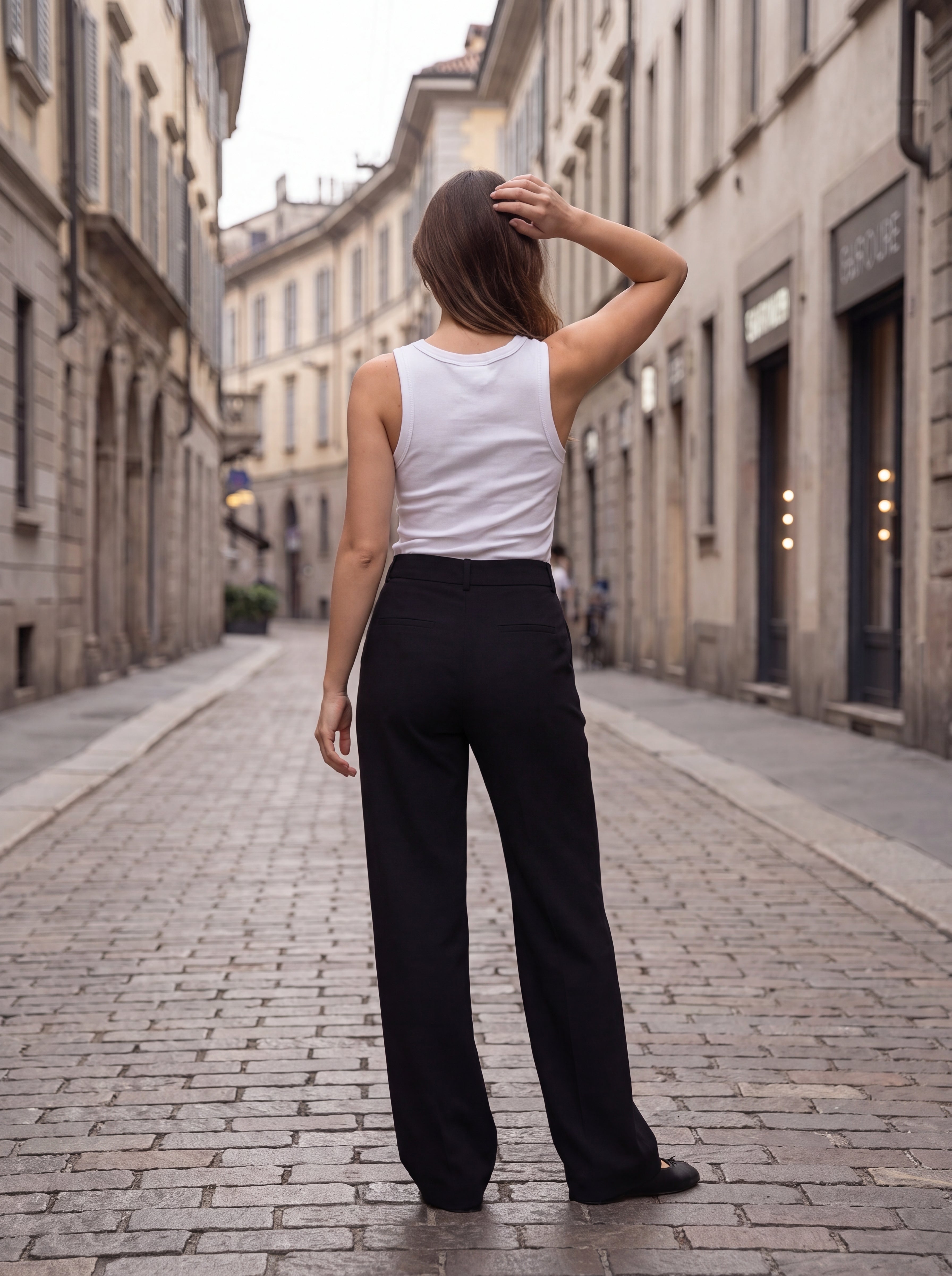 Women's Black High-Waisted Straight-Leg Formal Trousers – Premium European Tailored Office Pants