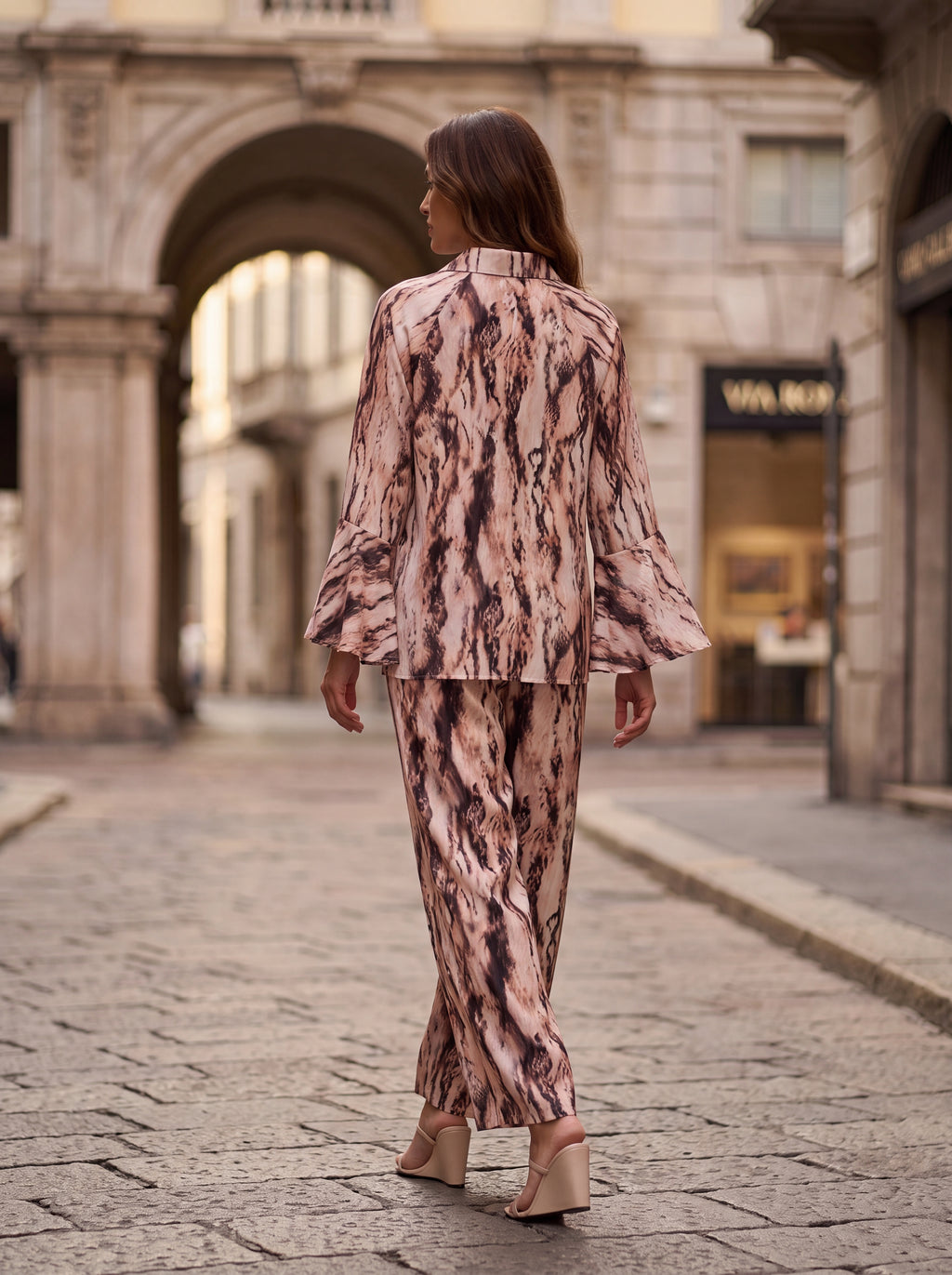 Women's Marble Print Relaxed Fit Shirt | Elegant Statement Button-Down Shirt
