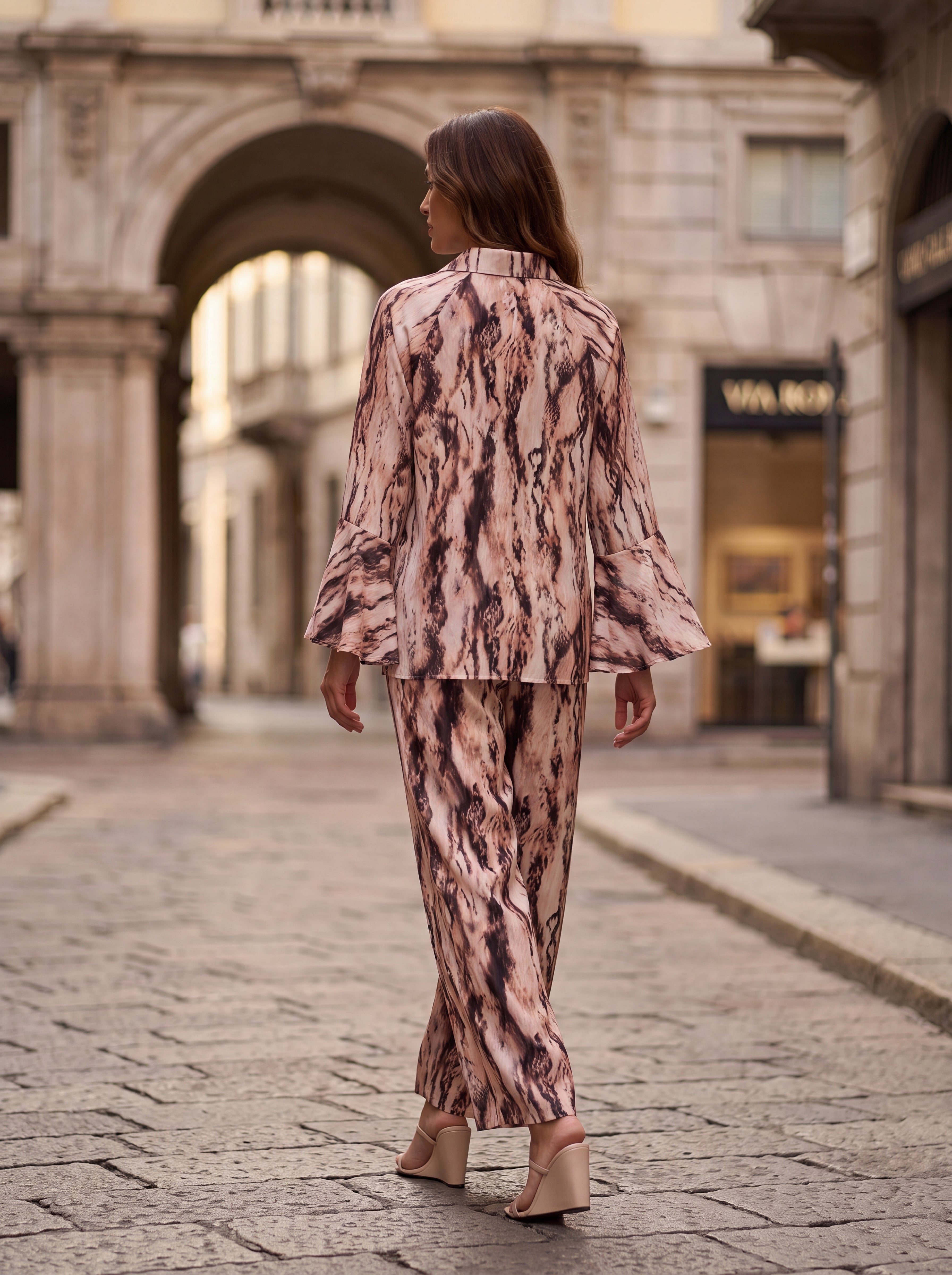 Women's Marble Print Relaxed Fit Shirt | Elegant Statement Button-Down Shirt