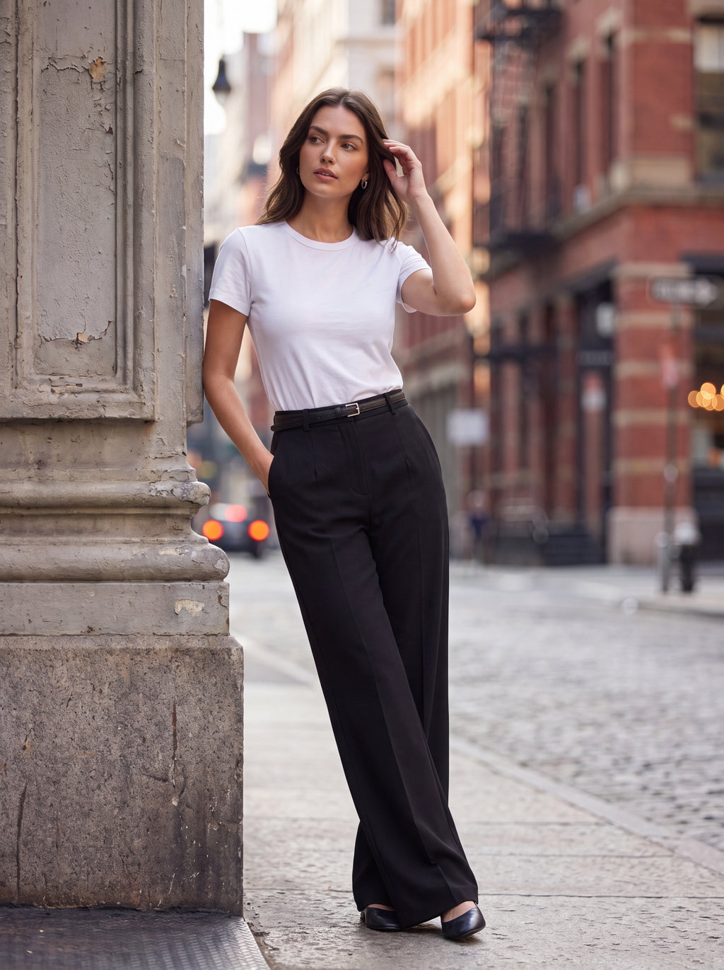Women's Black Wide Leg Formal Trousers – Premium European High-Waisted Tailored Pants