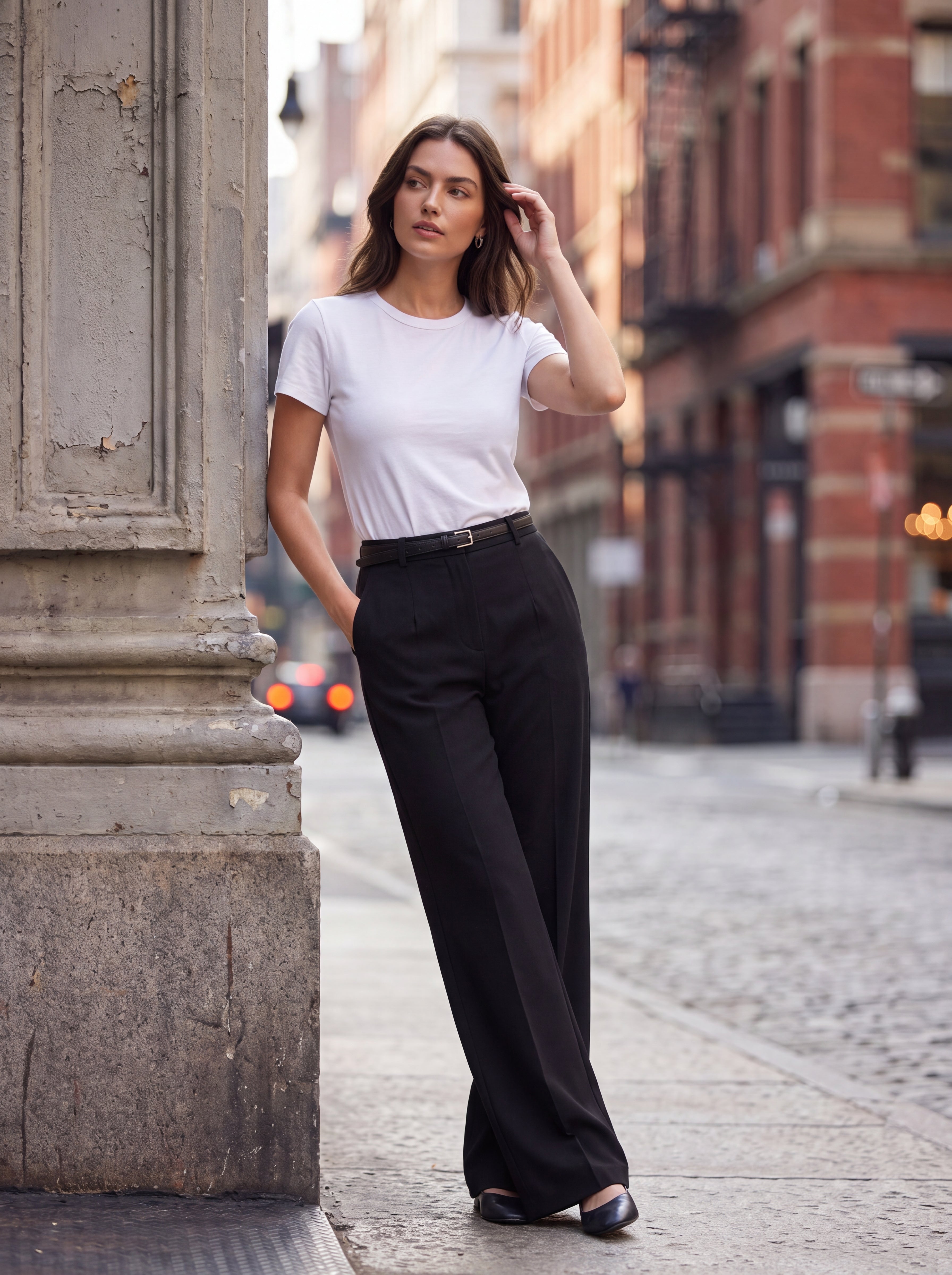 Women's Black Wide Leg Formal Trousers – Premium European High-Waisted Tailored Pants