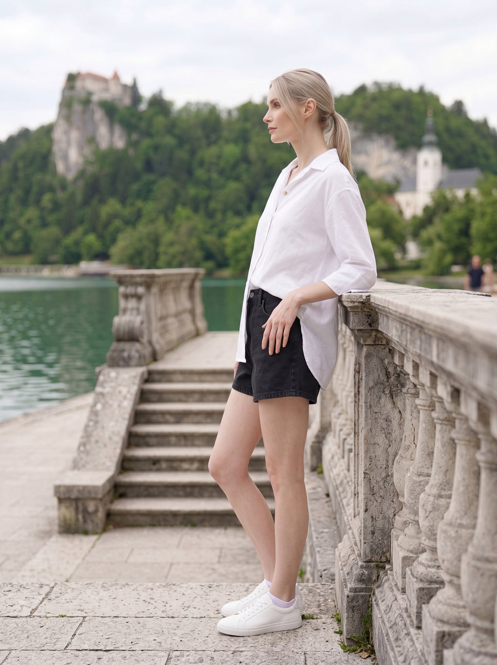 Women's White Relaxed Linen Shirt | Premium Oversized Casual Button-Up Shirt