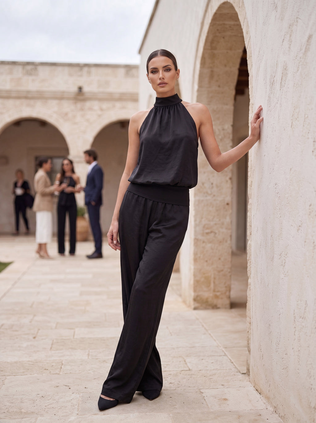 Women's Black Satin Halter Neck Top | Premium Women's Elegant Sleeveless Blouse