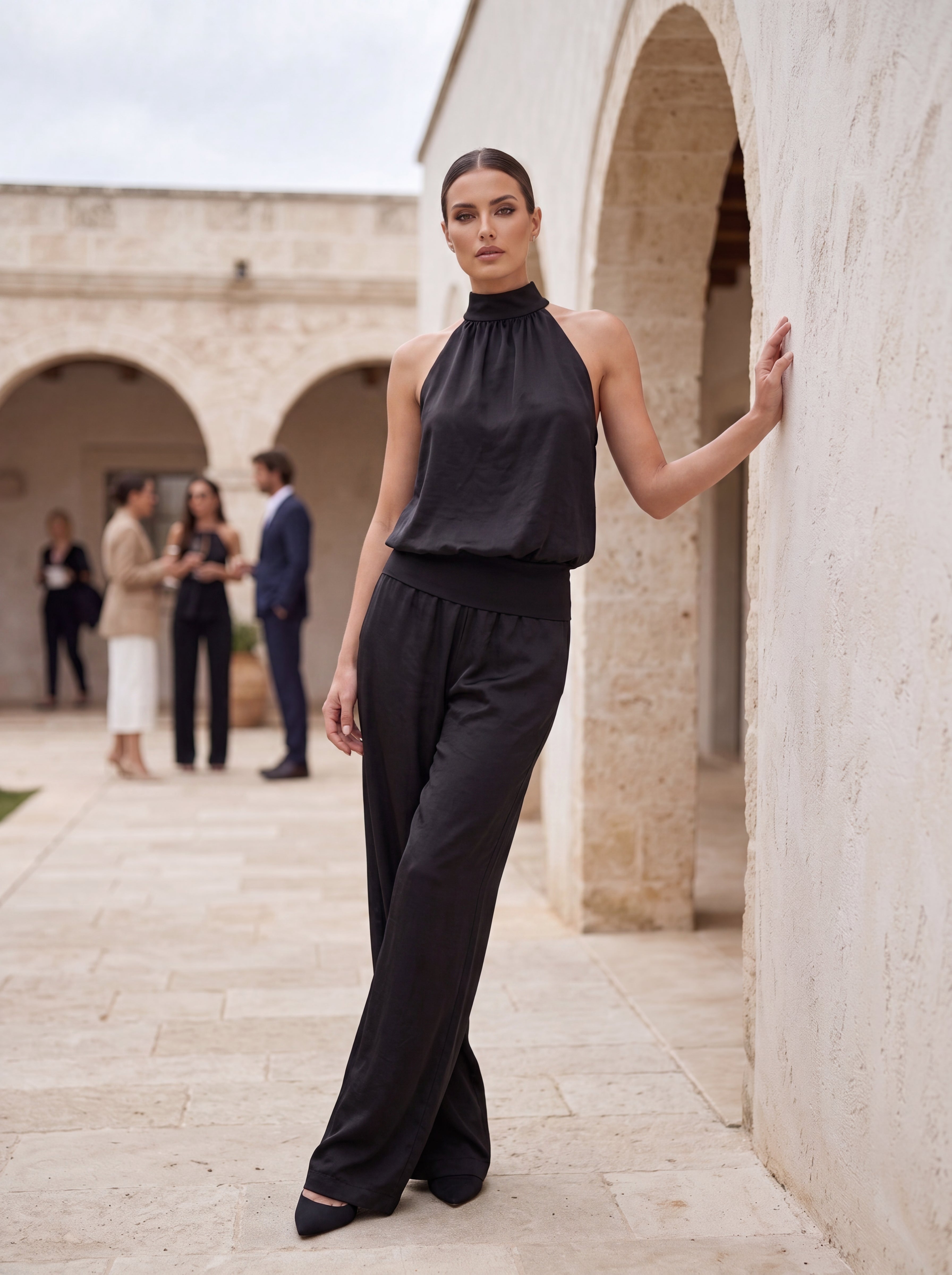 Women's Black Satin Halter Neck Top | Premium Women's Elegant Sleeveless Blouse