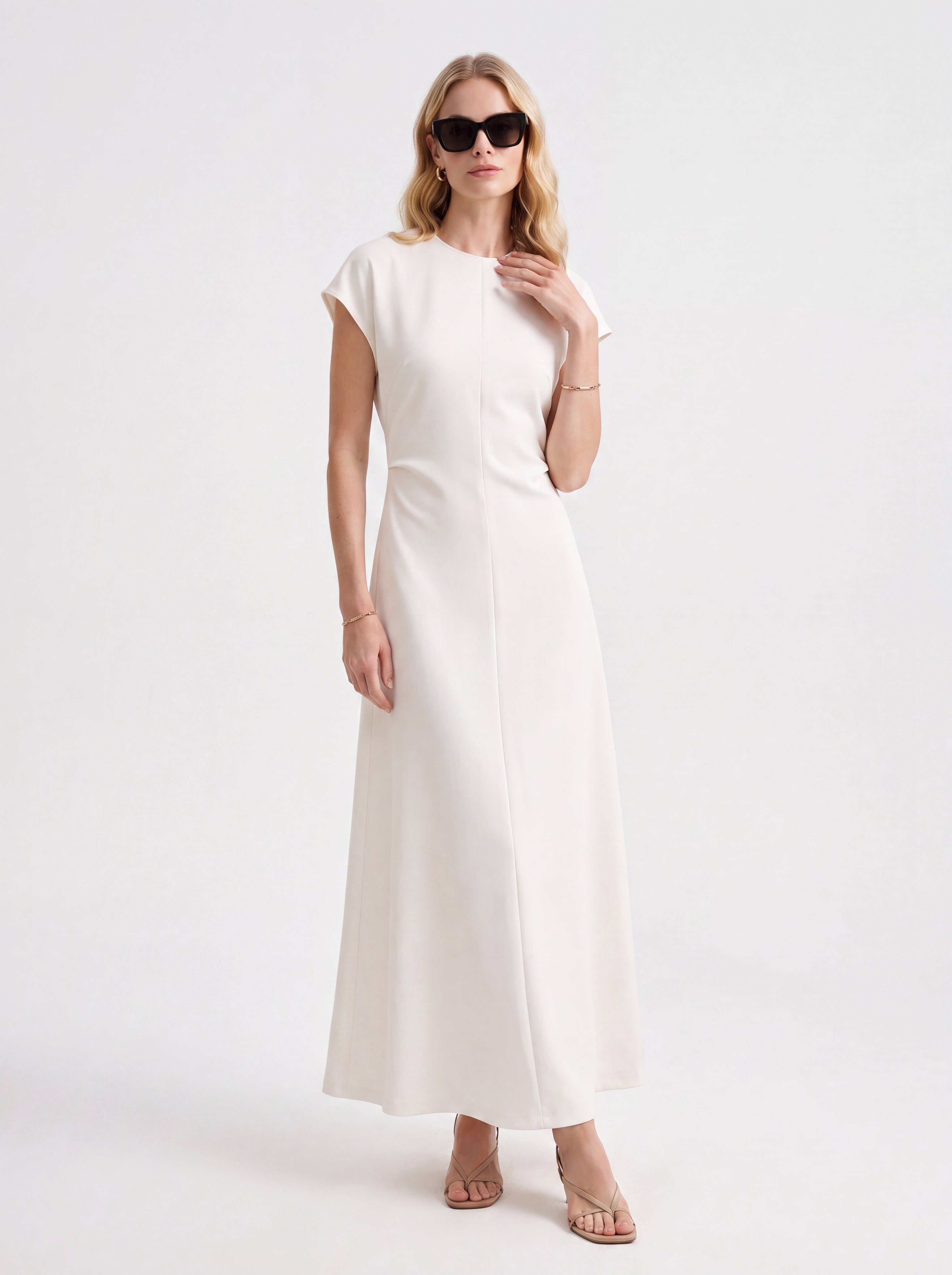 Women's Ivory Maxi Dress | Premium European Minimalist A-Line Dress