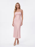 Blush Pink Satin Slip Midi Dress