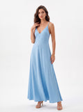 Women's Sky Blue Maxi Dress | Premium European Sleeveless Flowy Dress