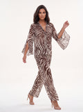 Women's Brown Zebra Print Sheer Shirt | Relaxed Fit Statement shirt