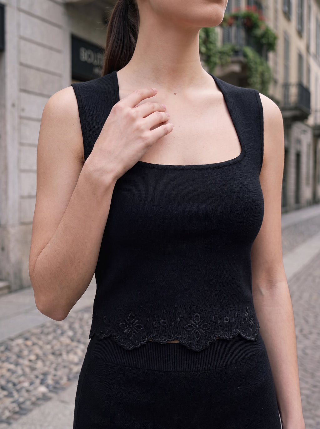 Women's Black Pair Collection | Premium European Women's Crop Top & Midi Skirt Pair