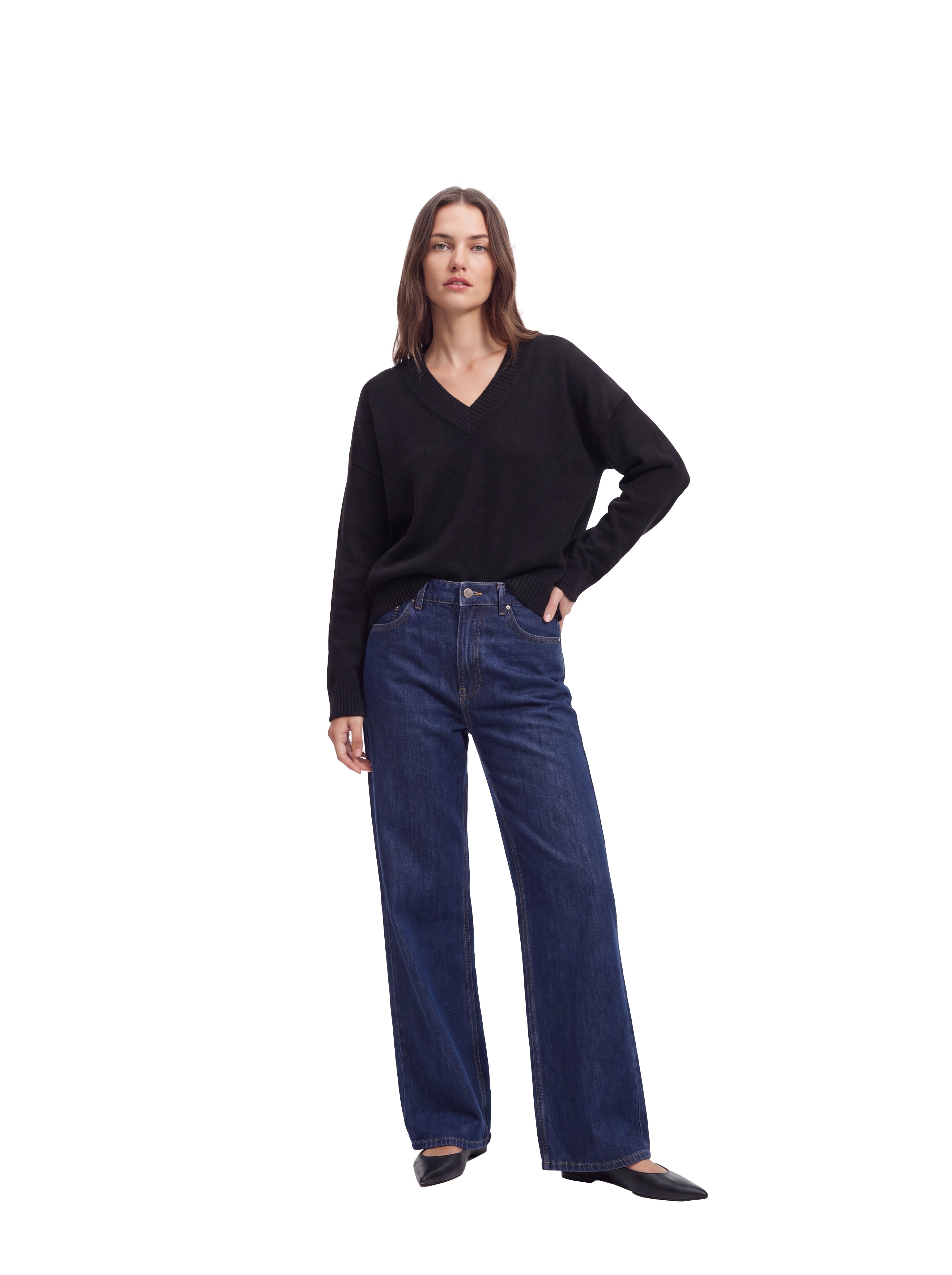 Women's Oversized V-Neck Knit top