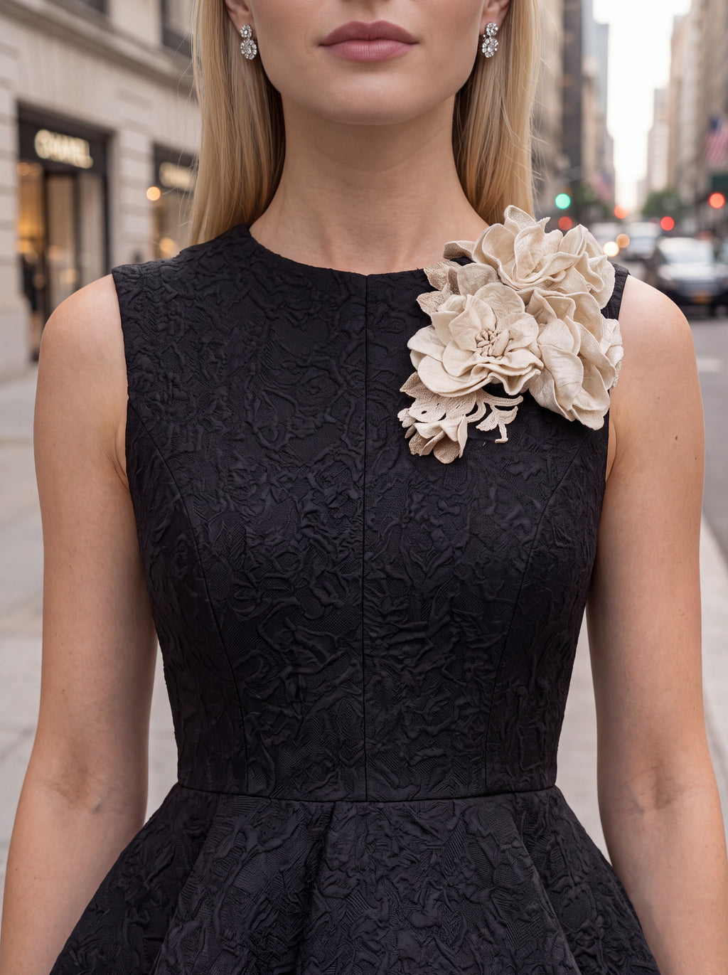 Black High-Low Ruffle Cocktail Dress