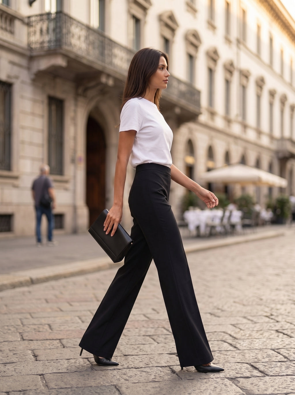 Women's Black Wide Leg Formal Trousers – Premium European High-Waisted Tailored Pants
