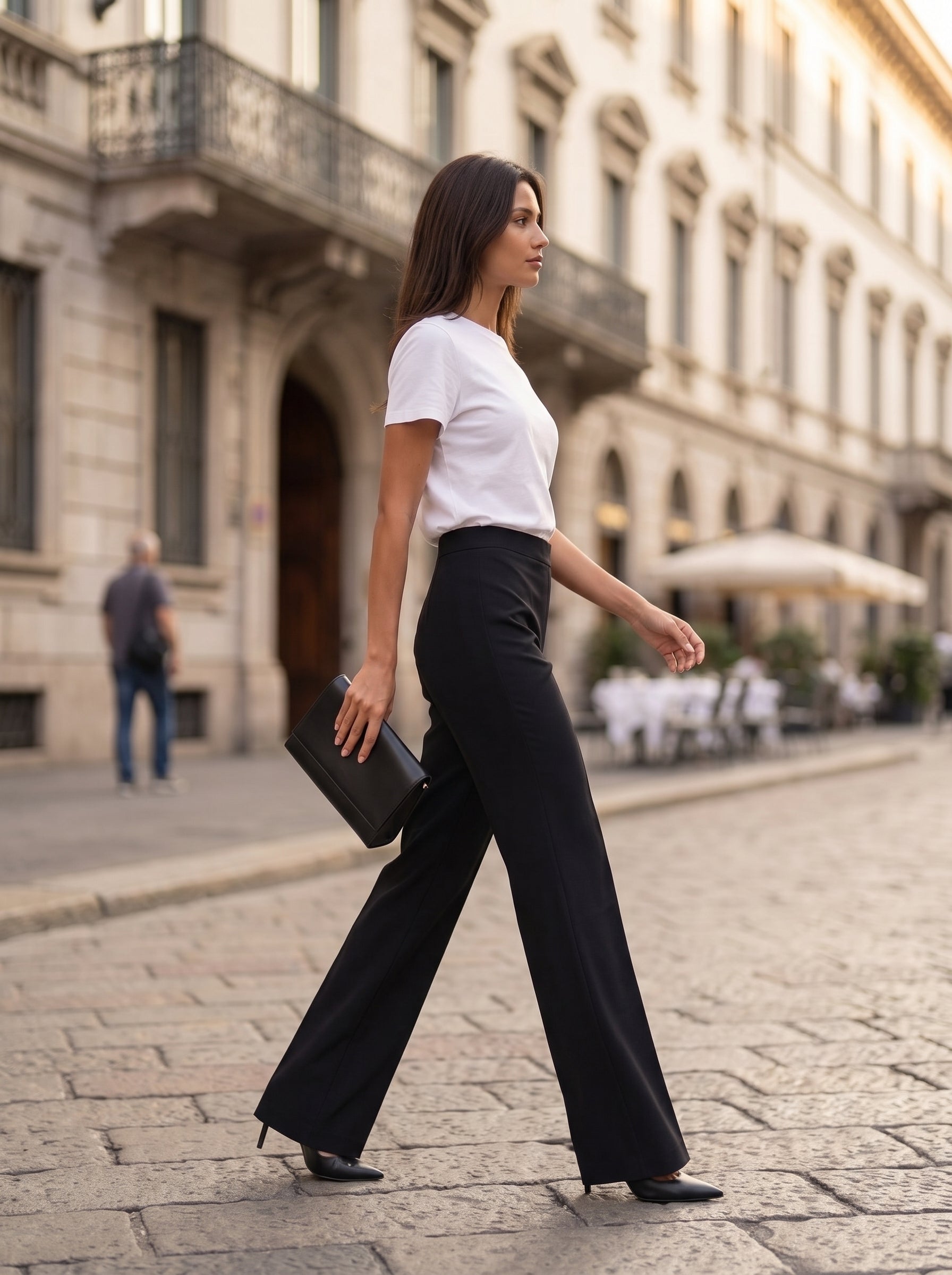 Women's Black Wide Leg Formal Trousers – Premium European High-Waisted Tailored Pants