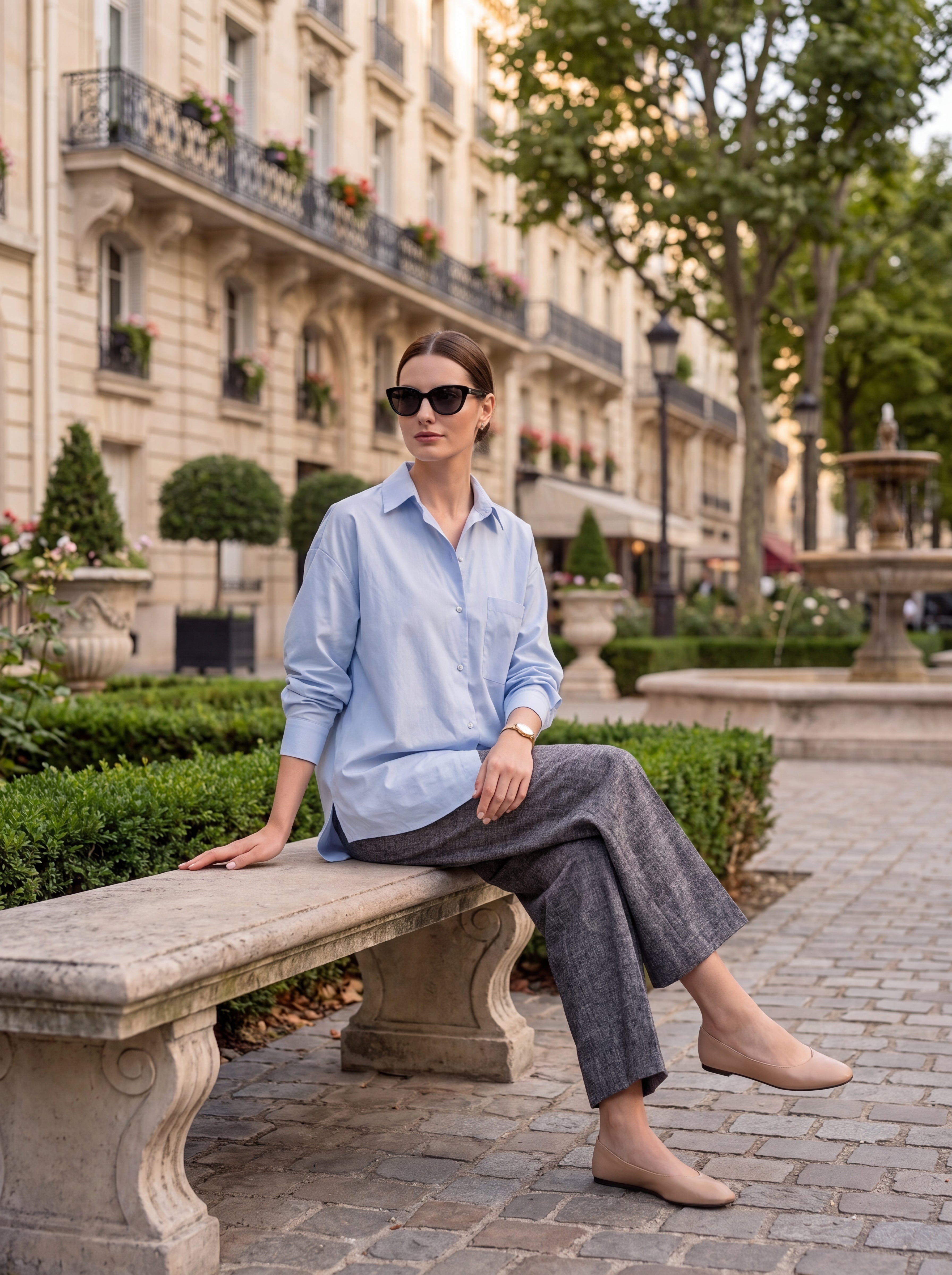 Women's Sky Blue Oversized Shirt | Classic Relaxed Fit Button-Down Shirt