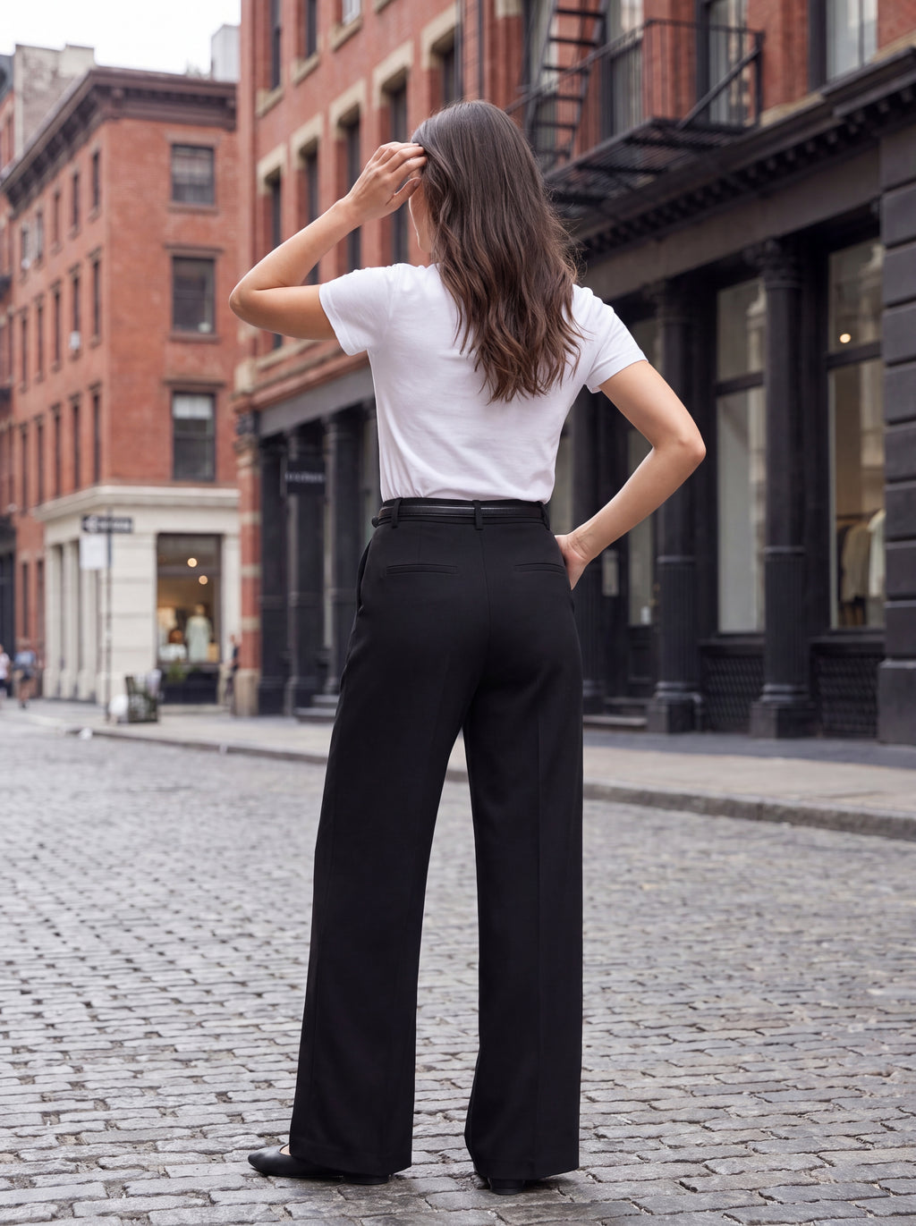 Women's Black Wide Leg Formal Trousers – Premium European High-Waisted Tailored Pants