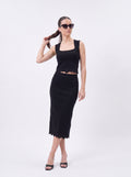 Women's Black Pair Collection | Premium European Women's Crop Top & Midi Skirt Pair