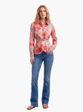 Women's Floral Twist-Waist Shirt | Premium European Long Sleeve Satin Blouse