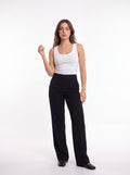 Women's Black High-Waisted Straight-Leg Formal Trousers – Premium European Tailored Office Pants