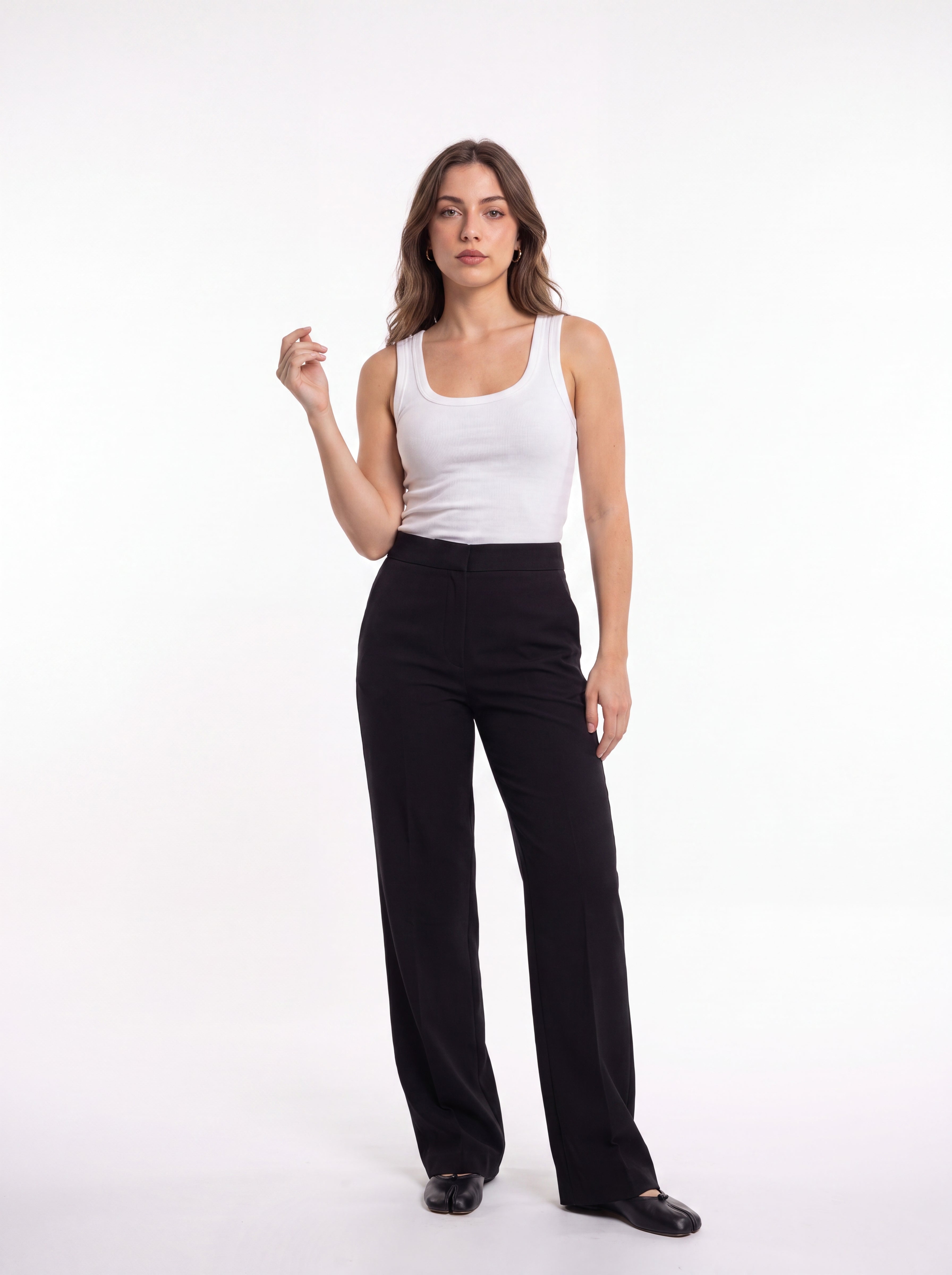 Women's Black High-Waisted Straight-Leg Formal Trousers – Premium European Tailored Office Pants
