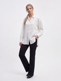 Women's White Pinstripe Oversized Shirt | Classic Relaxed Fit Button-Down Shirt