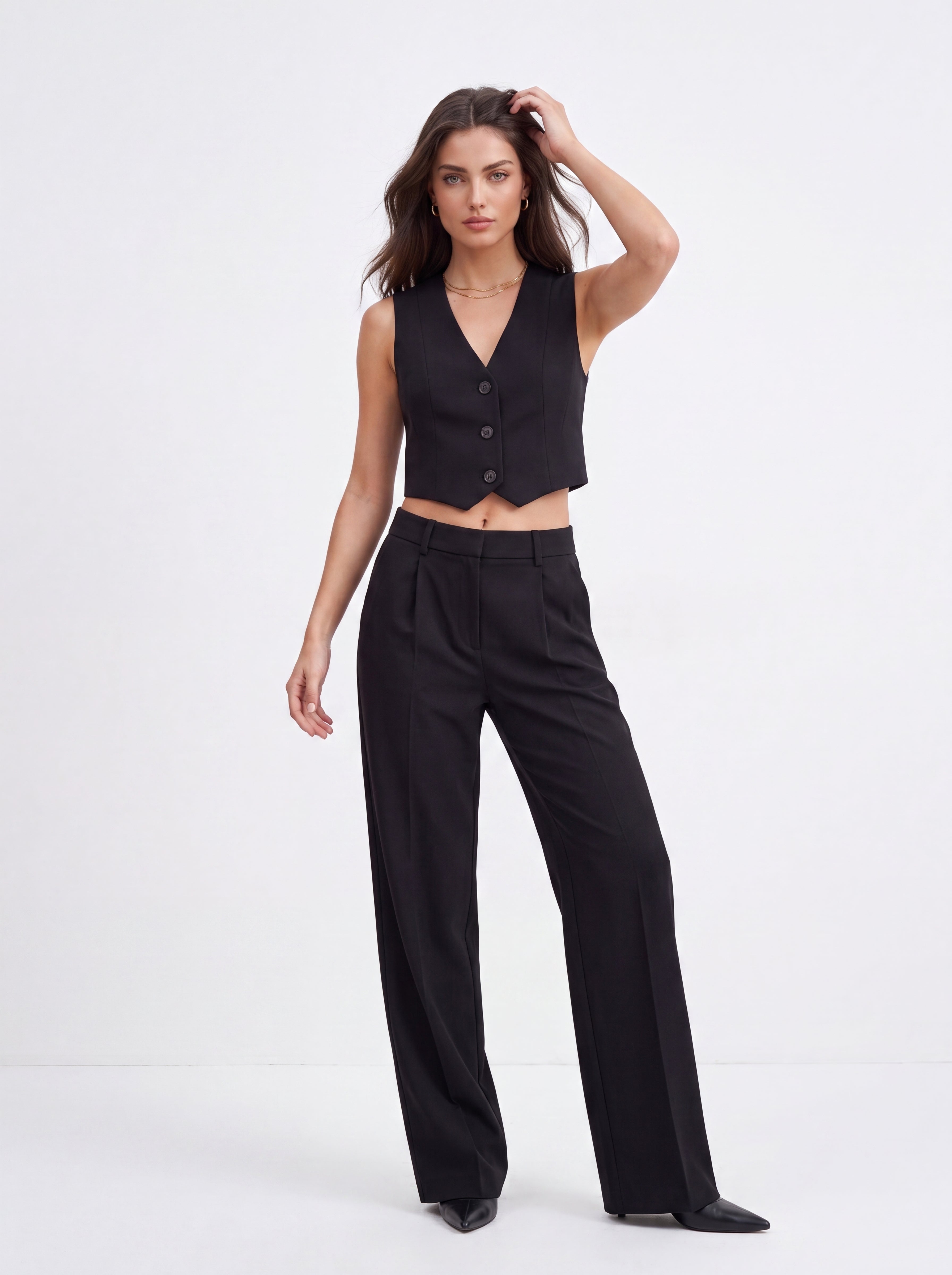 Women's Black Tailored Vest Top | Premium European Sleeveless Waistcoat