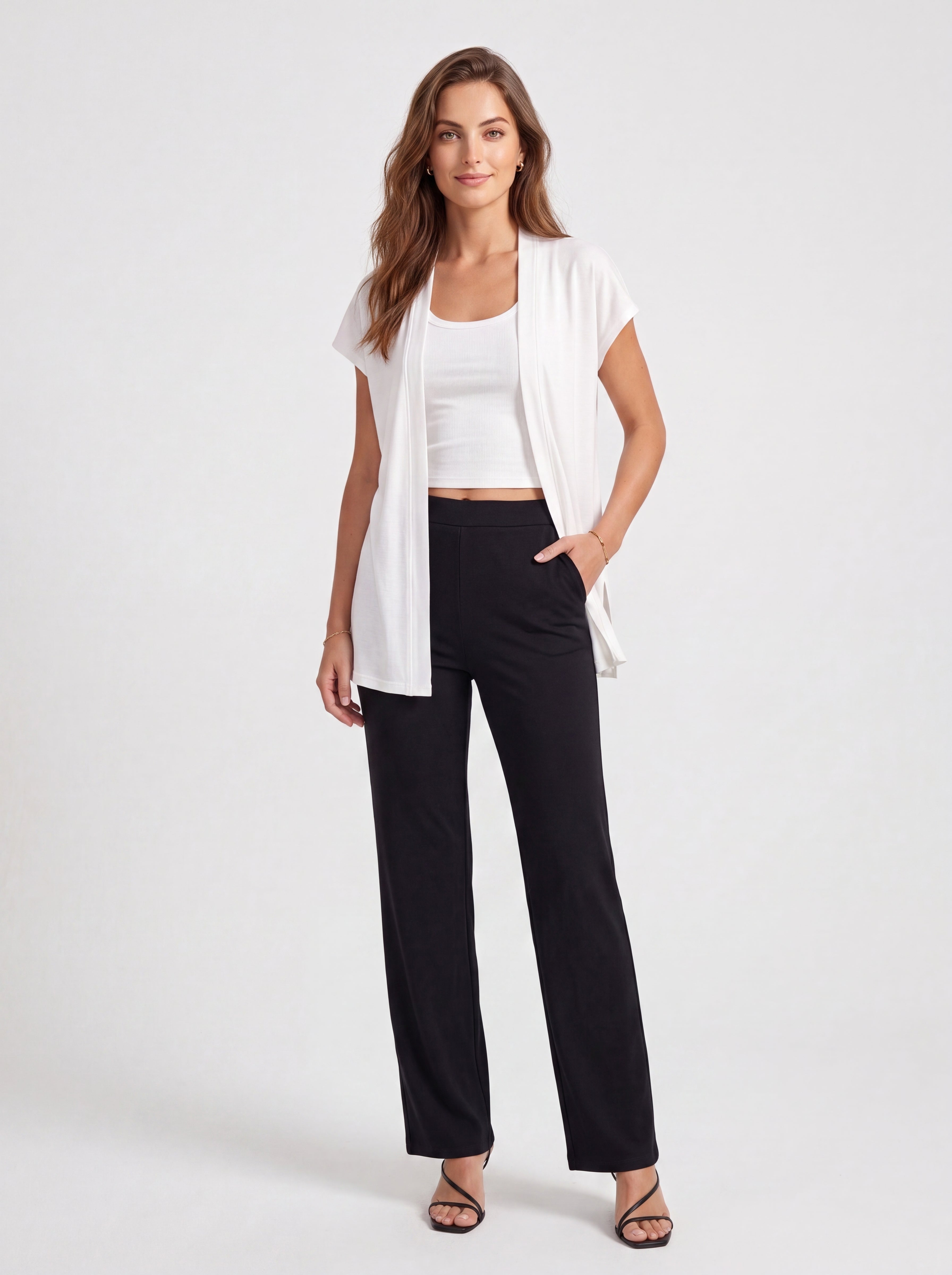 Walk Women's White Layered Crop Top | Premium European Casual Top