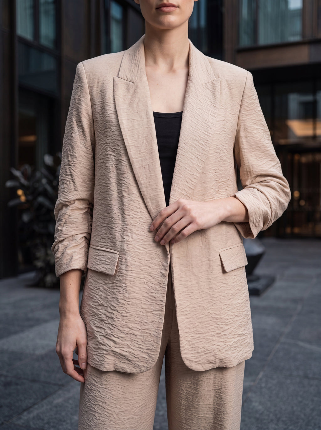 Women's Beige Premium Tailored Blazer | Elegant Office Wear Blazer