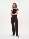 Women's Black One-Shoulder Gold Ring Detail Top – Elegant Asymmetrical Fitted Top