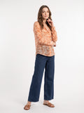 Women's Peach Tie-Dye Print Shirt | Premium Lightweight Long Sleeve Casual Shirt
