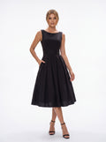 Classic Black Fit & Flare Midi Dress