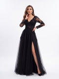 Elegant Black Lace Evening Gown