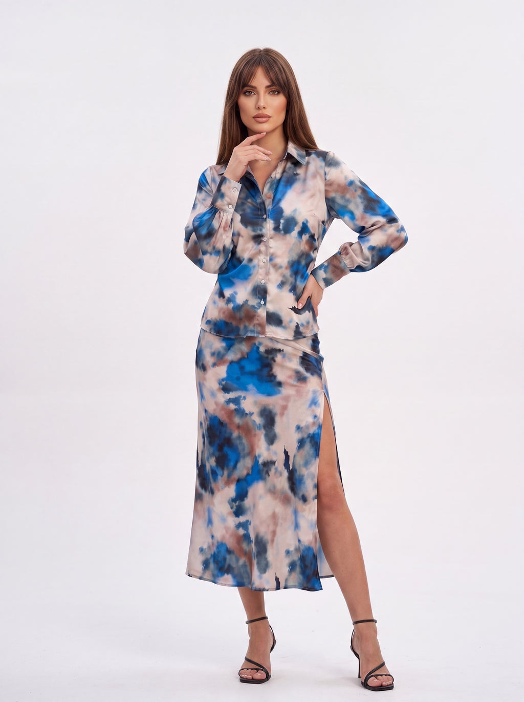 Abstract Print Satin Shirt - Luxury women's fashion by Lioness Walk