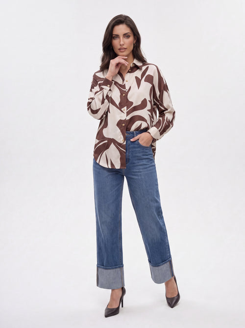 Abstract Print Satin Shirt - Luxury women's fashion by Lioness Walk