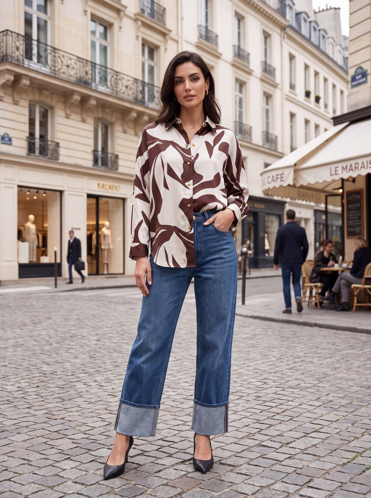 Abstract Print Satin Shirt - Luxury women's fashion by Lioness Walk