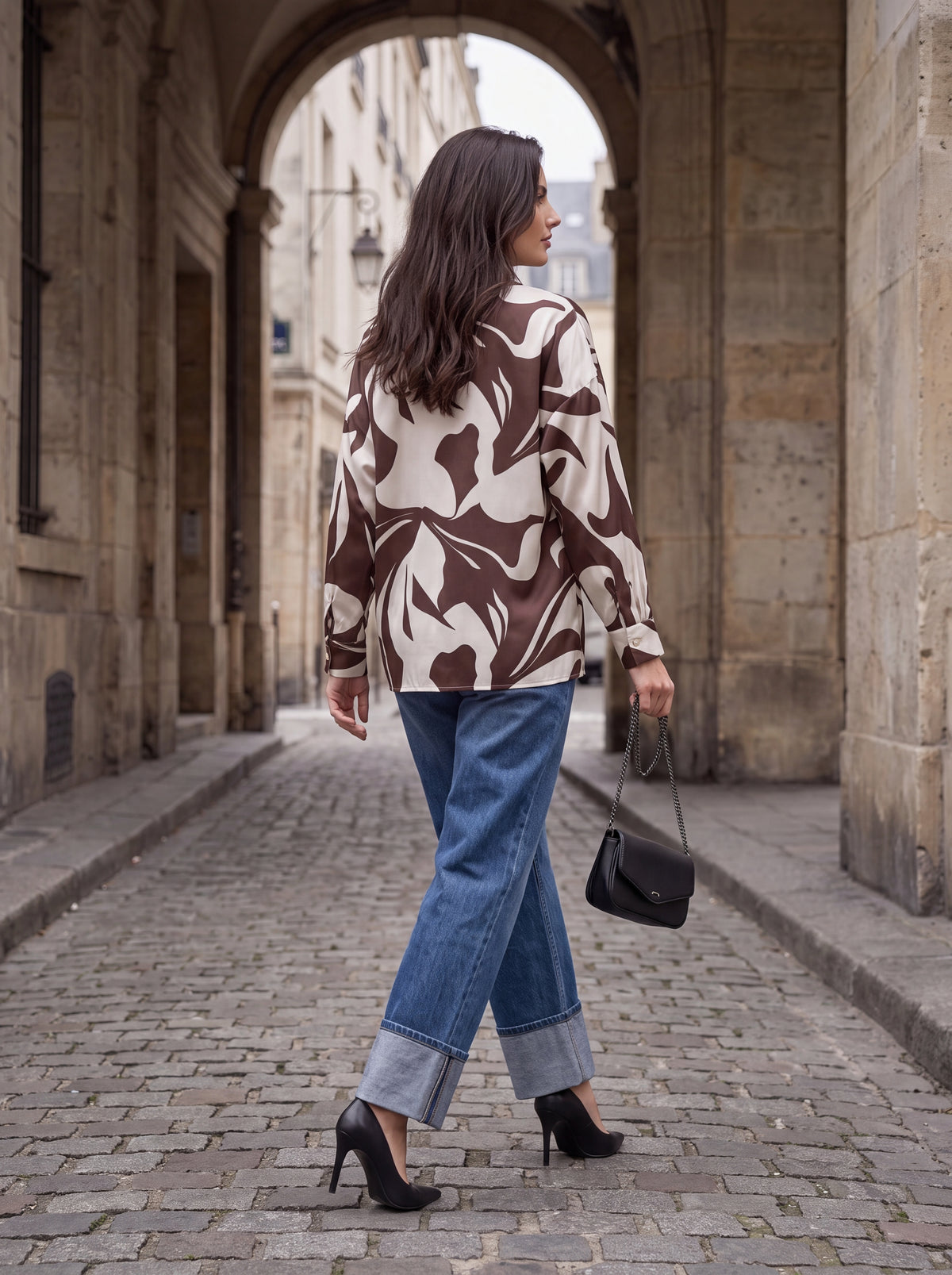 Abstract Print Satin Shirt - Luxury women's fashion by Lioness Walk