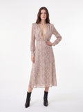 Beige Snake Print Midi Dress - Luxury women's fashion by Lioness Walk