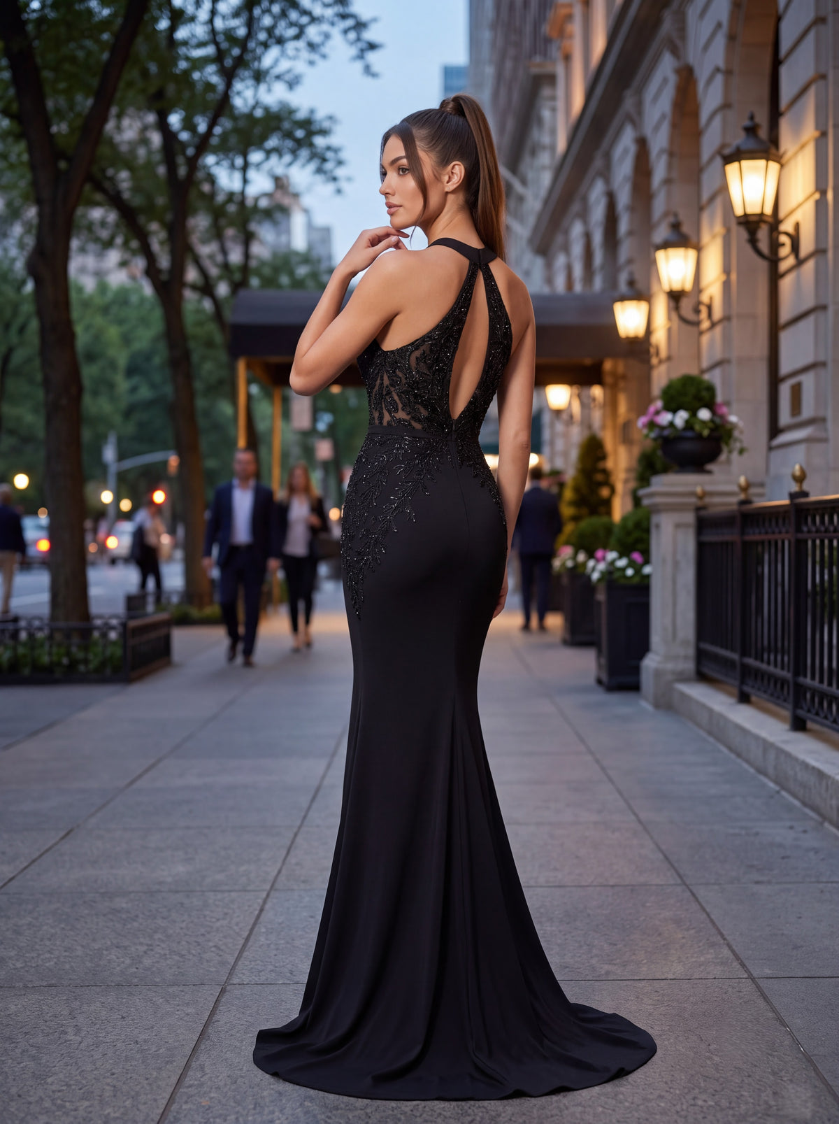 Black Embellished Mermaid Evening Gown - Luxury women's fashion by Lioness Walk