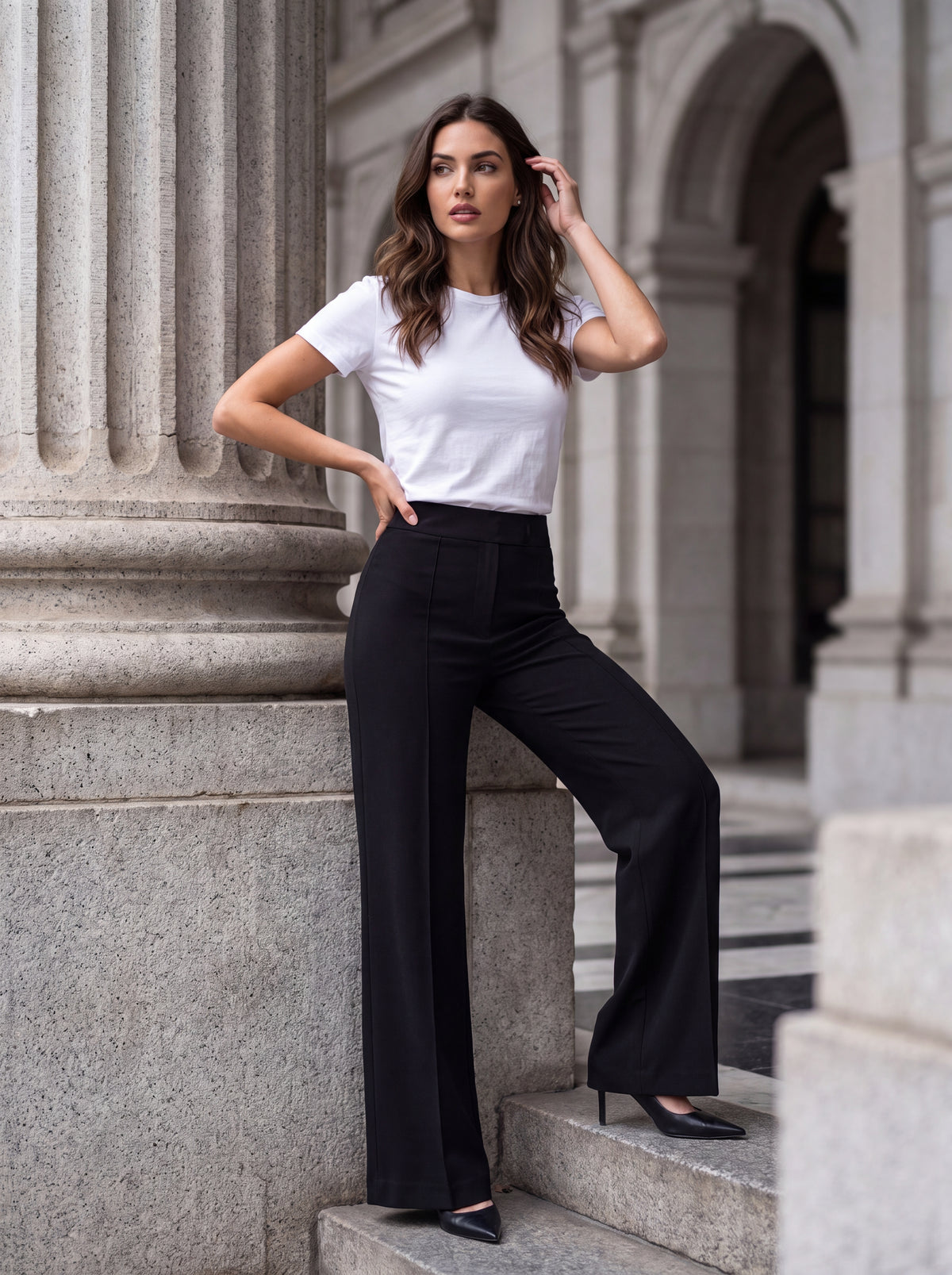Black High-Waisted Wide Leg Tailored Pants - Luxury women's fashion by Lioness Walk