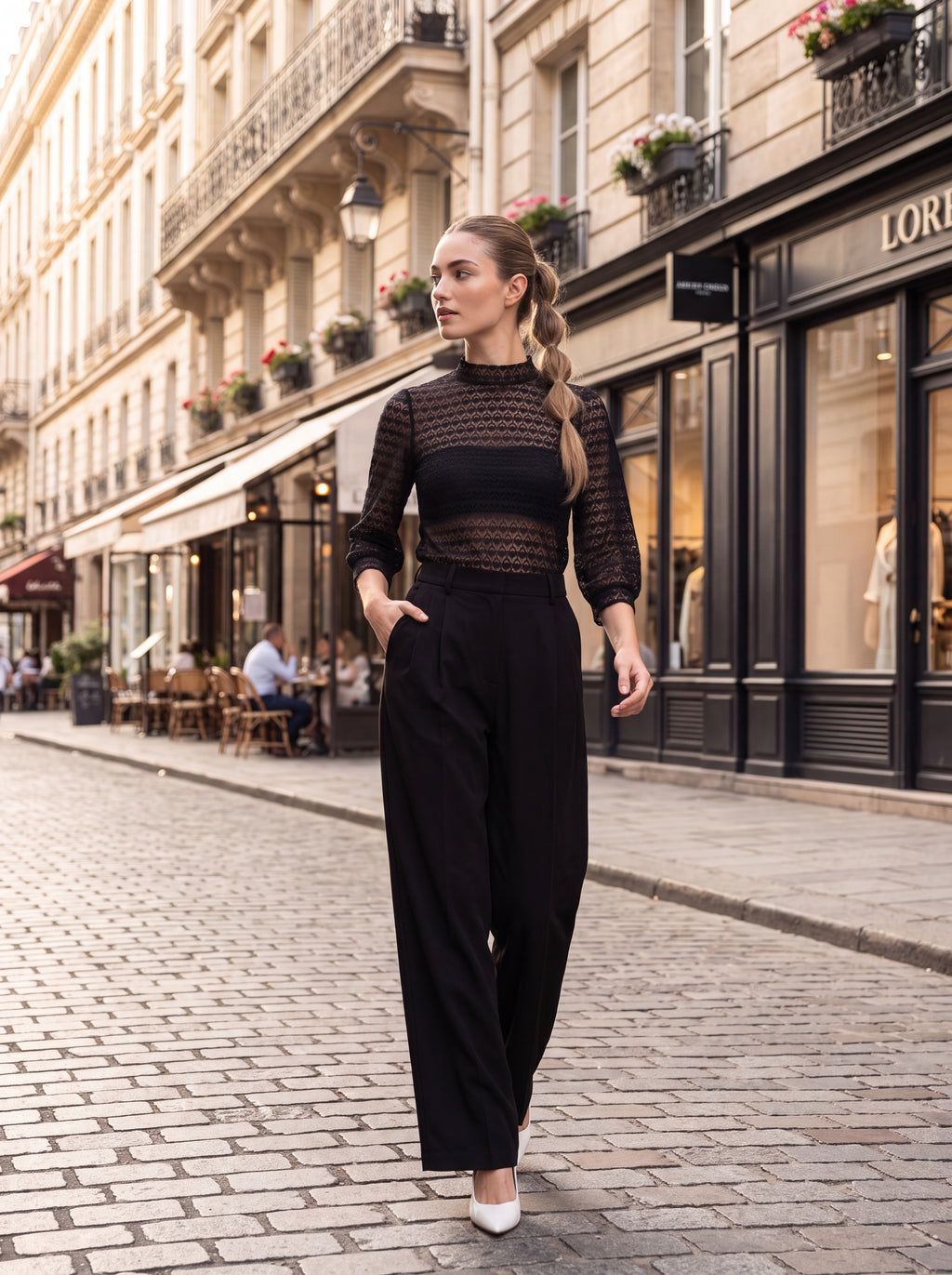 Black Lace High Neck Top - Luxury women's fashion by Lioness Walk