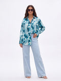 Blue Tie-Dye Satin Shirt - Luxury women's fashion by Lioness Walk