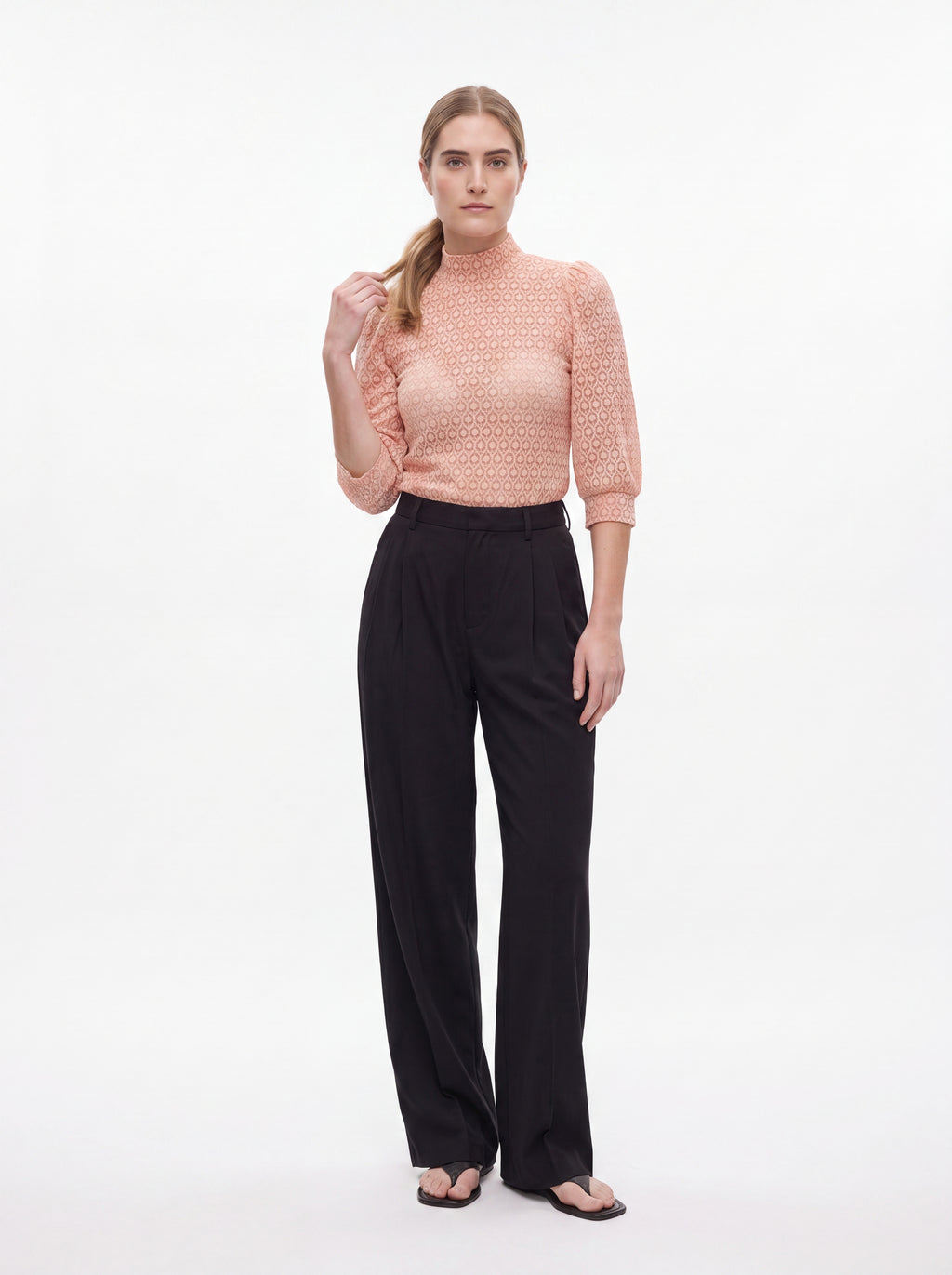 Blush High Neck Textured Top - Luxury women's fashion by Lioness Walk