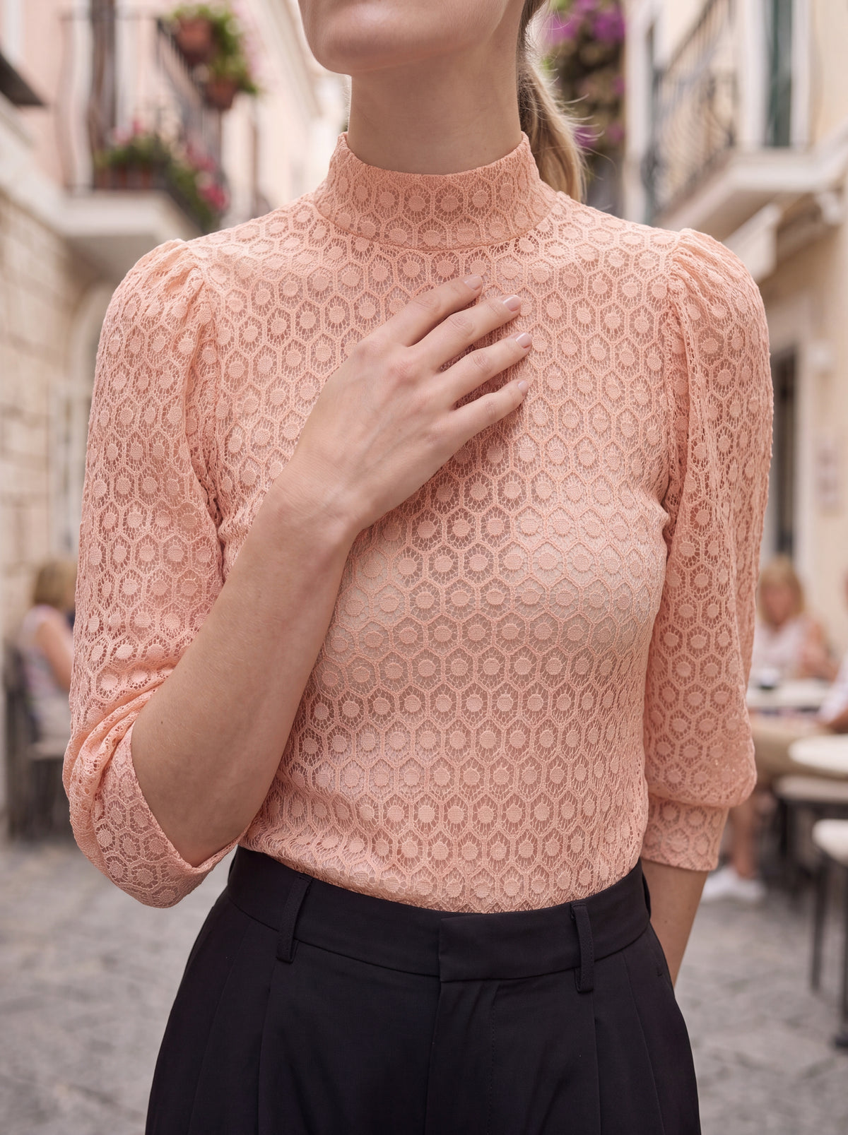 Blush High Neck Textured Top - Luxury women's fashion by Lioness Walk