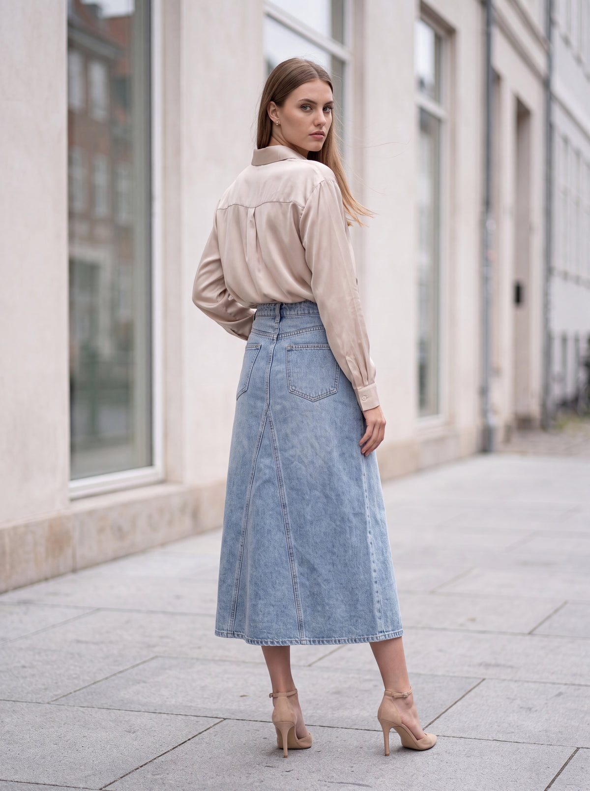 Champagne Satin Shirt - Luxury women's fashion by Lioness Walk